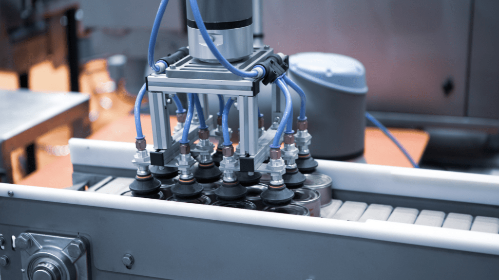 robots working in an assembly line in a factory